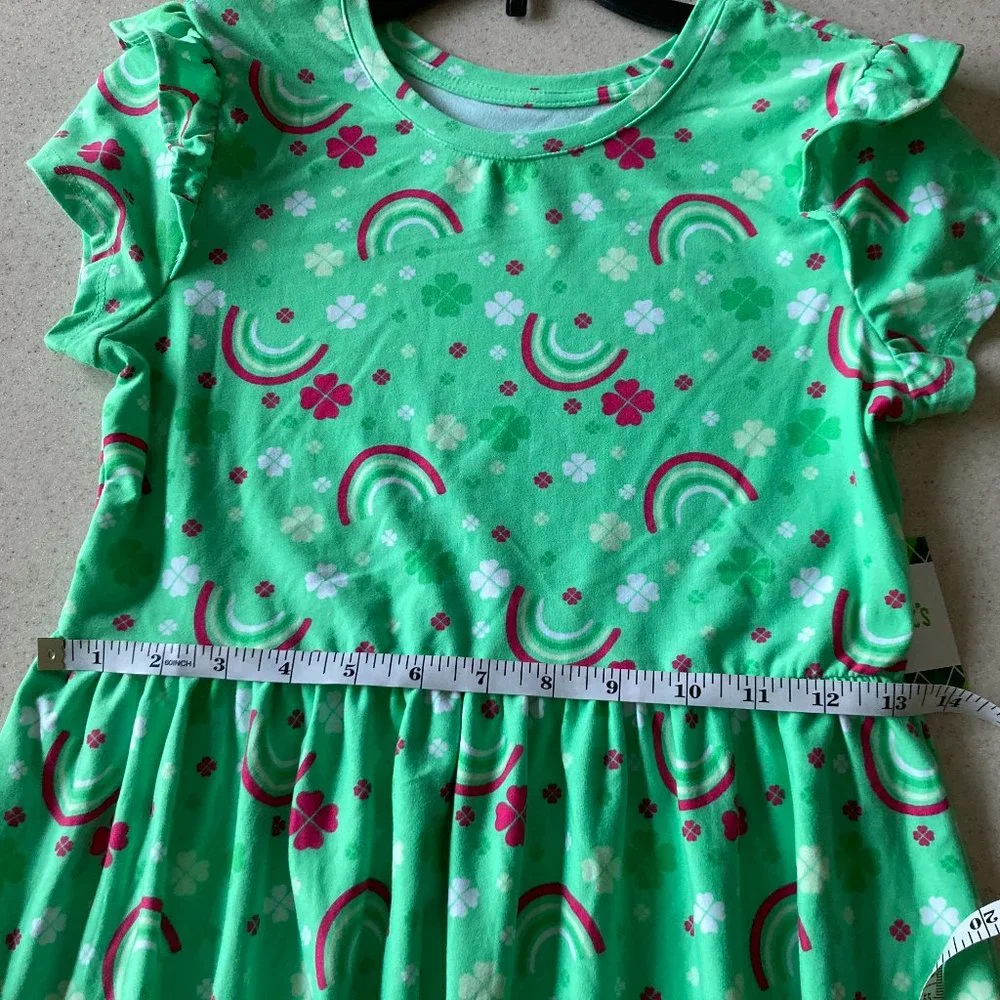 Girls Shamrock Rainbow Dress Size 10/12 NEW